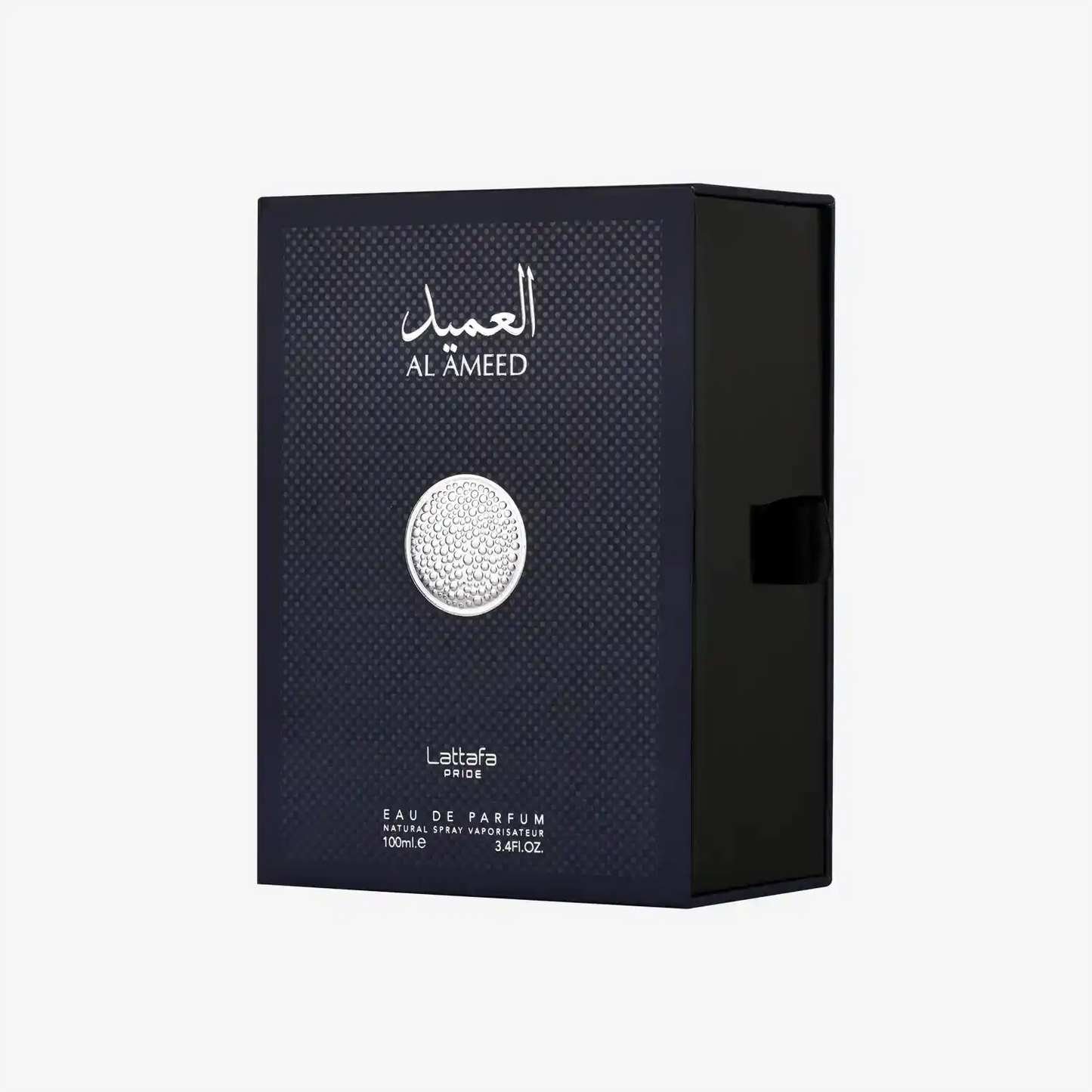 Lattafa Al Ameer eau de parfum box, dark packaging with silver embossed emblem, 100ml