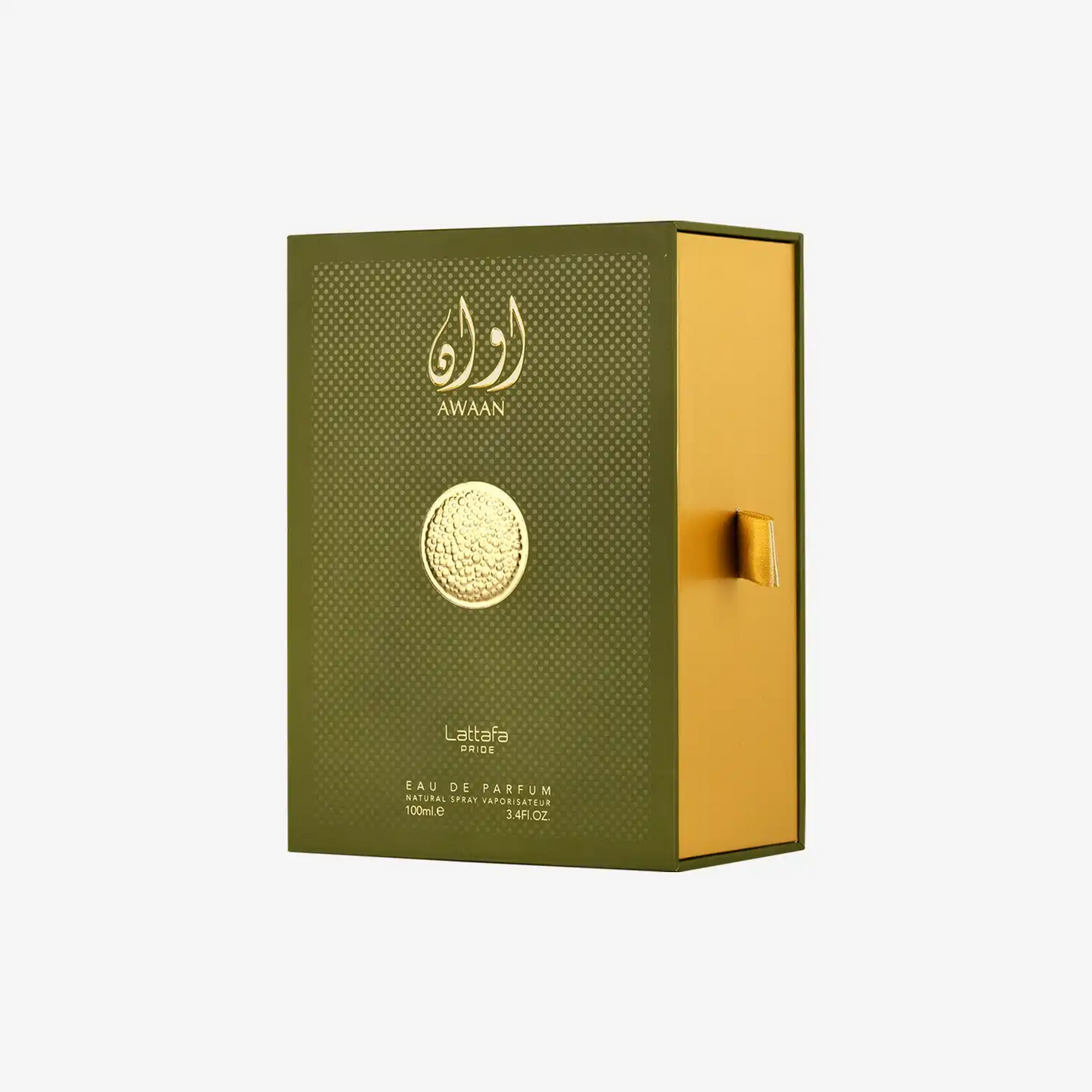 Lattafa Awaan eau de parfum green and gold box, 100ml Middle Eastern fragrance