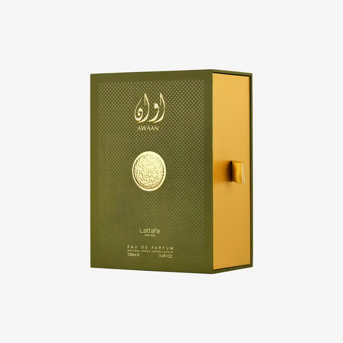 Lattafa Awaan eau de parfum green and gold box, 100ml Middle Eastern fragrance