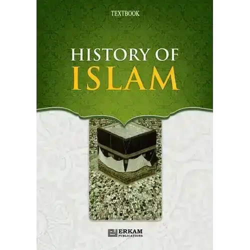 Cover of History of Islam textbook with Kaaba image on green and white background