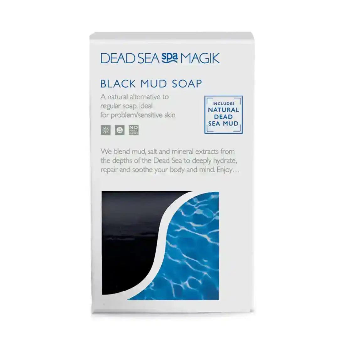 Dead Sea Spa Magik Black Mud Soap with natural Dead Sea mud for sensitive skin hydration and repair