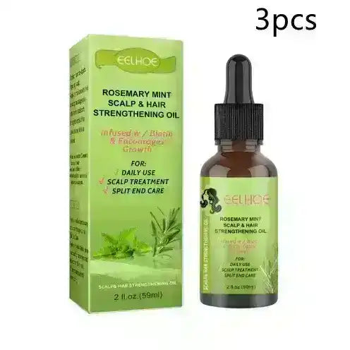 Rosemary mint scalp and hair strengthening oil bottle and box for daily use and split end care