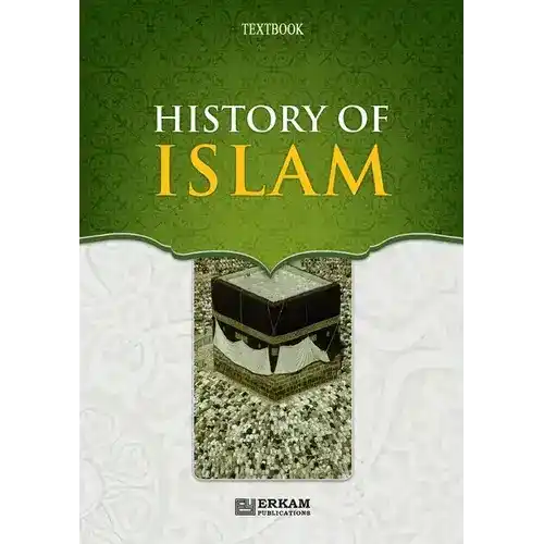 History of Islam textbook with Kaaba image, Middle Eastern cultural education resource