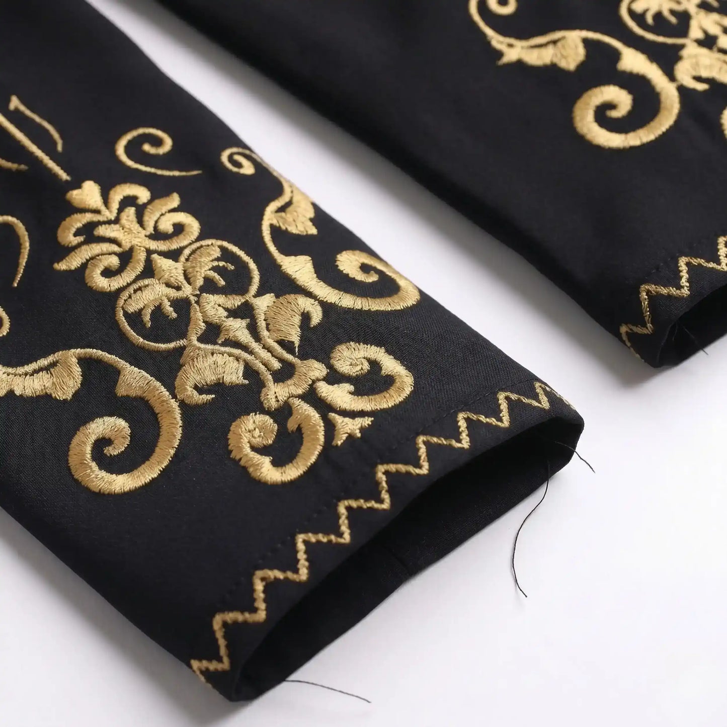 Black Embroidered Sleeves Abaya with Hidden Zipper – Turkish Abaya
