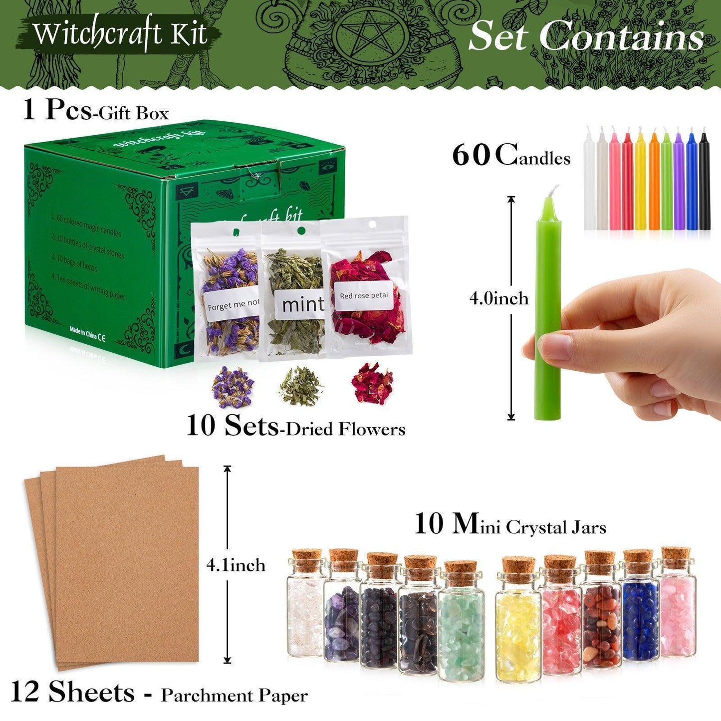 Crystal Dry Herb Colorful Candle Set - MELevant
