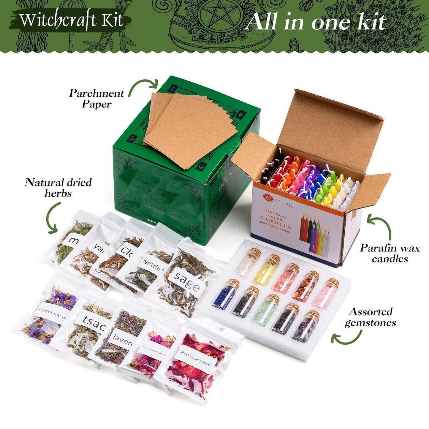 Crystal Dry Herb Colorful Candle Set - MELevant