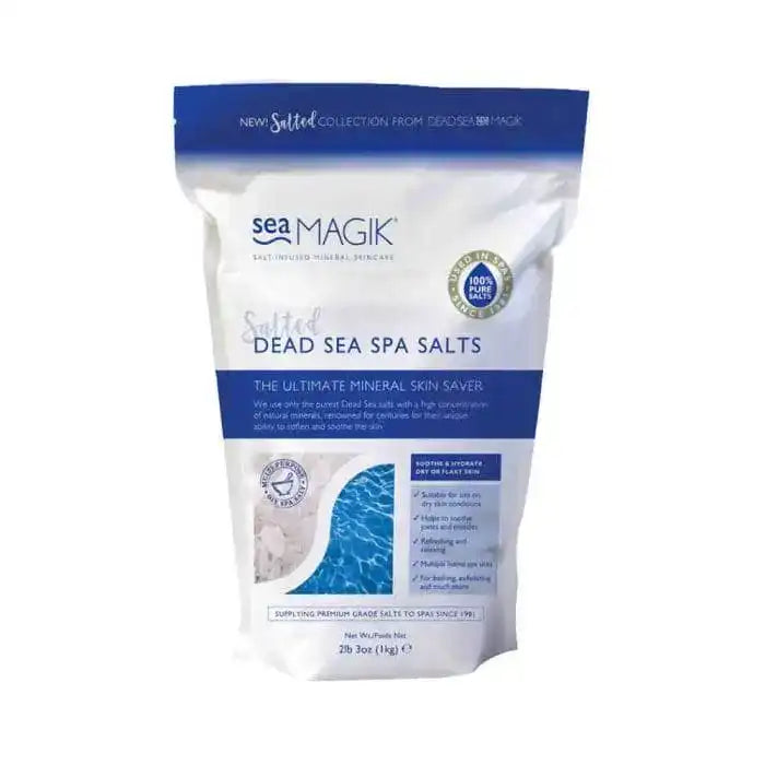 Sea Magik Salted Dead Sea Spa Salts for mineral skin care, pure natural bath salts in resealable bag