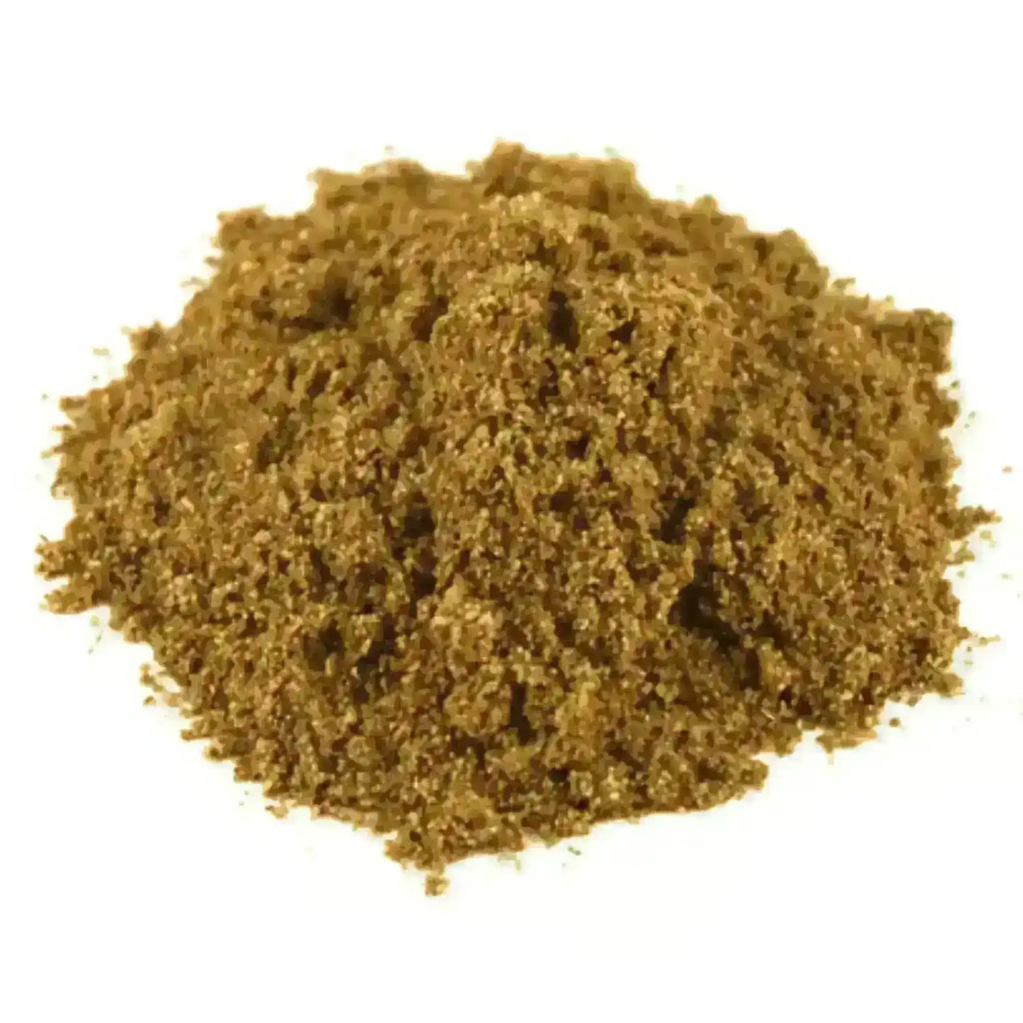 Pile of ground Mansaf spices on a white background, premium Middle Eastern seasoning blend