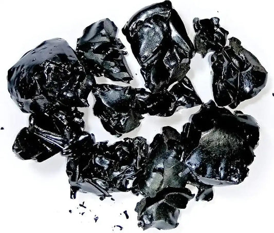 Himalayan shilajit resin texture close up natural black mineral resin chunks