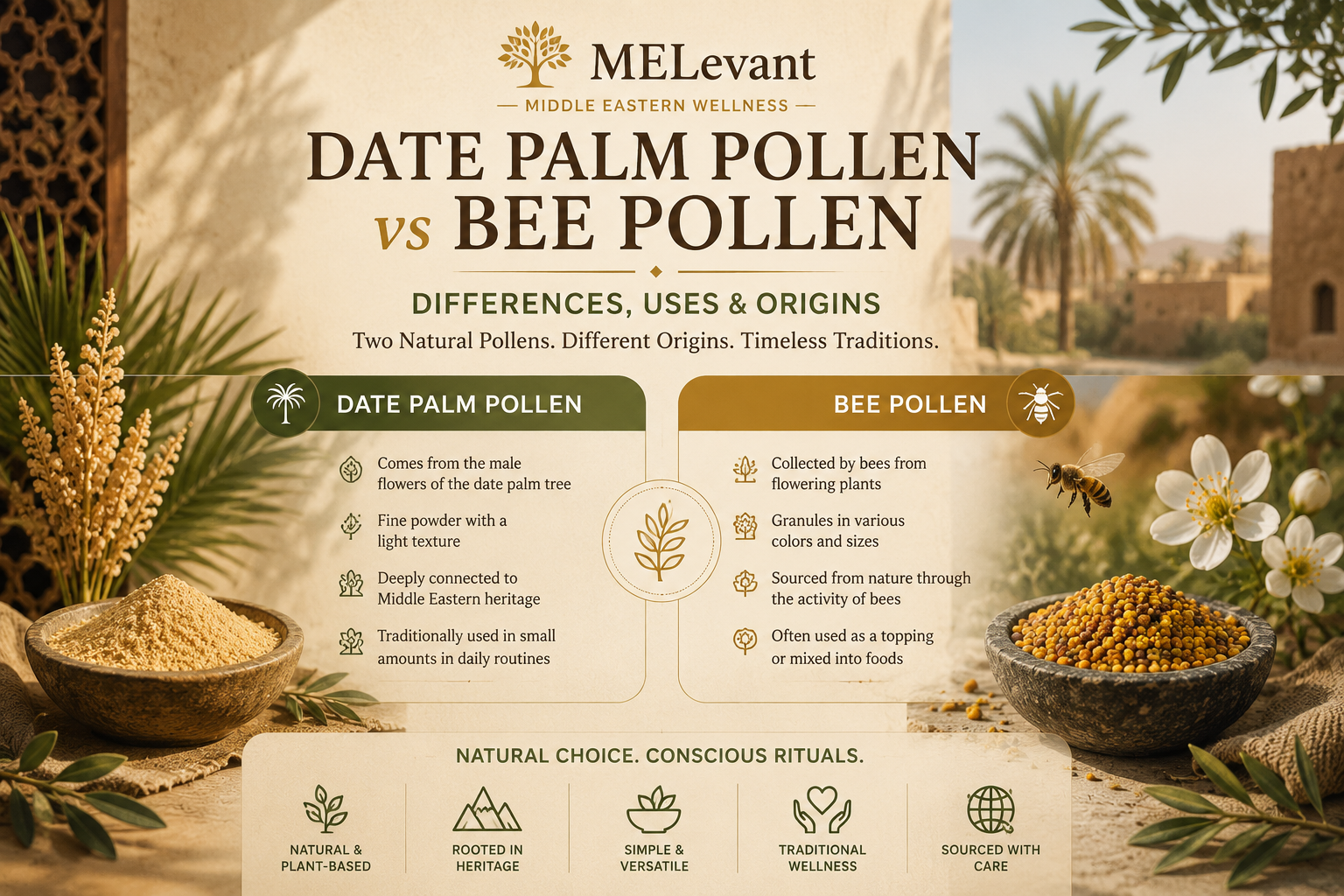 Date Palm Pollen vs Bee Pollen: Uses & Origins – MELevant