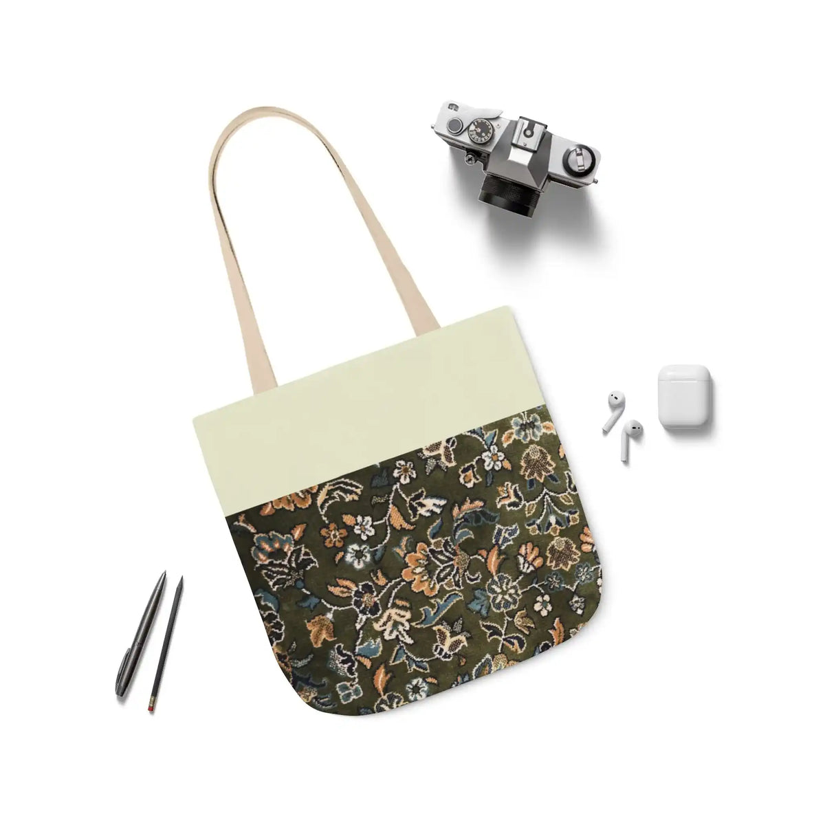 Rawdah Canvas Tote Bag, 3-Color Straps