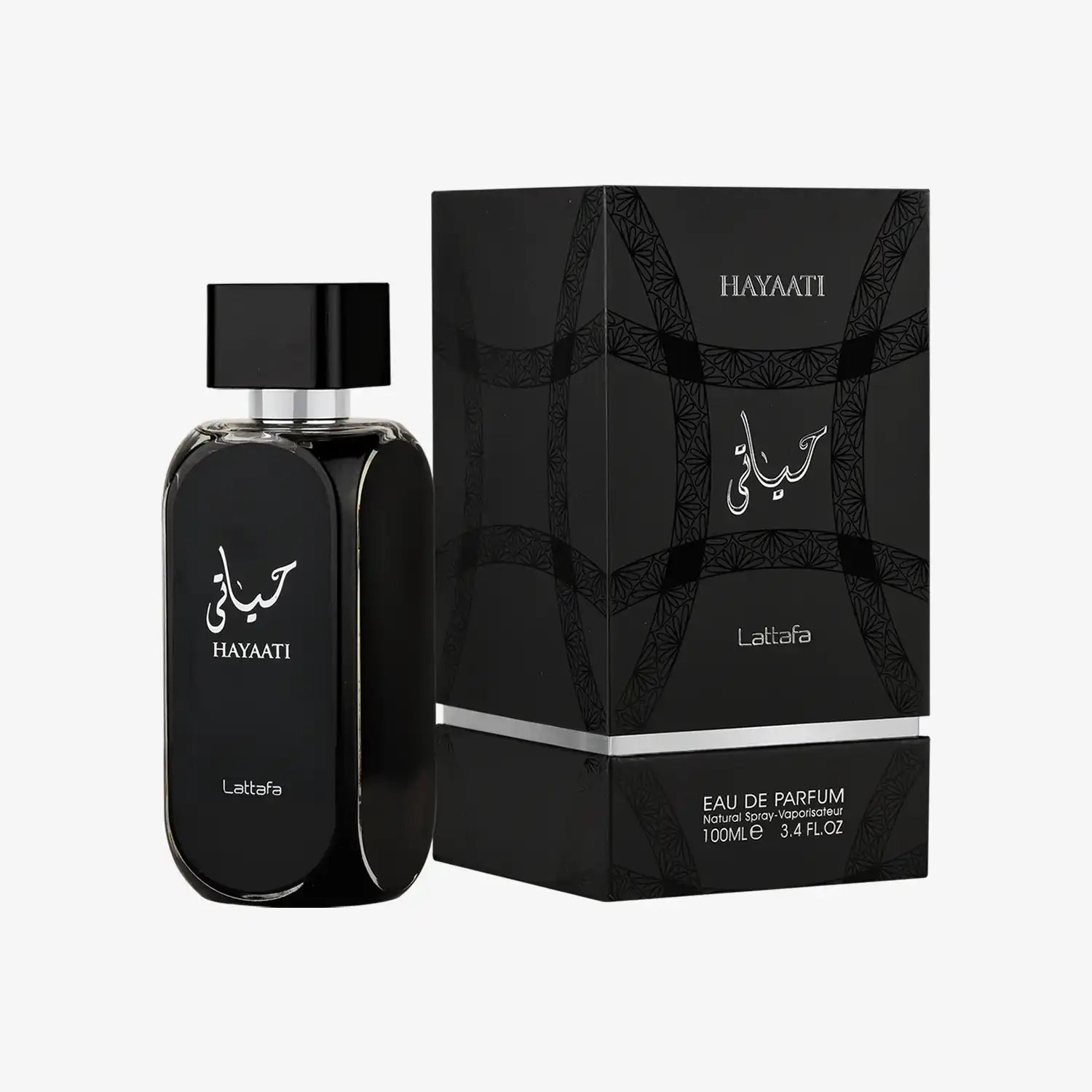 Lattafa Hayaati Eau de Parfum 100ml black bottle and box, Middle Eastern fragrance