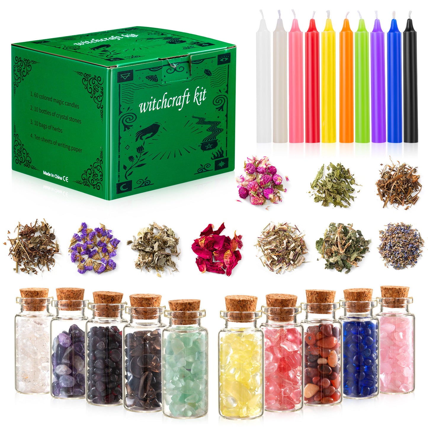 Crystal Dry Herb Colorful Candle Set