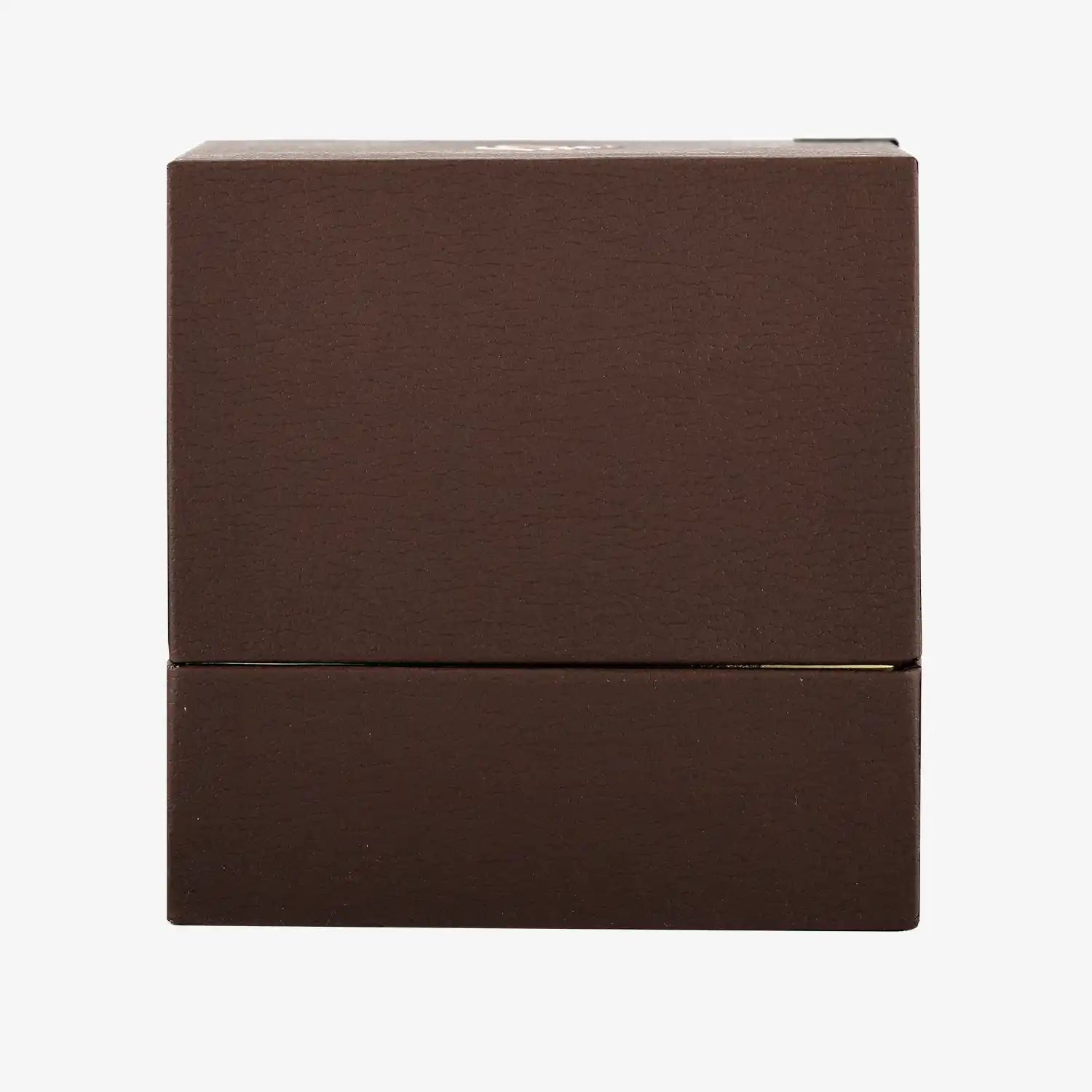 Minimalist brown square box on white background, Middle Eastern product packaging