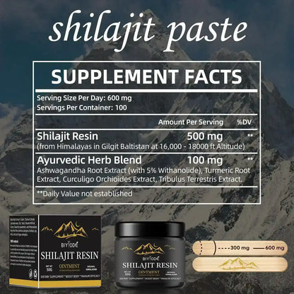 Himalayan shilajit resin supplement