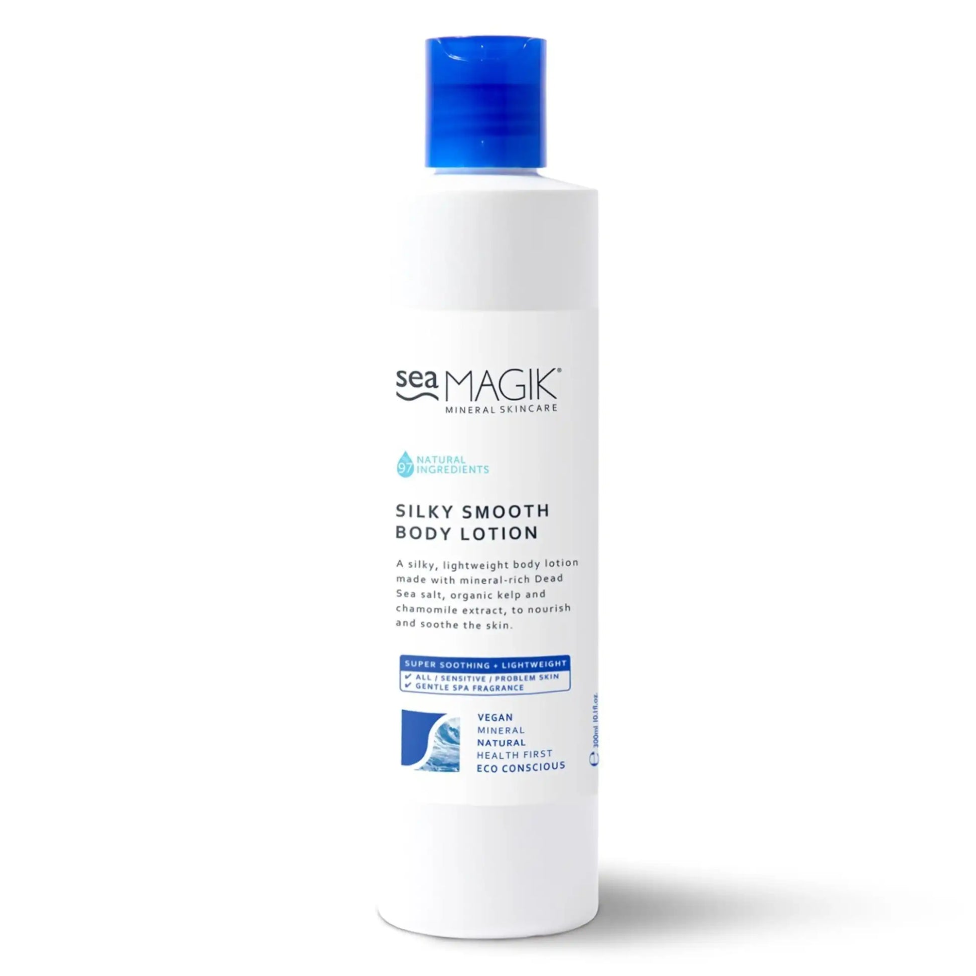 Sea Magik Silky Smooth Body Lotion with Dead Sea salt, vegan, natural, and eco-conscious for sensitive skin