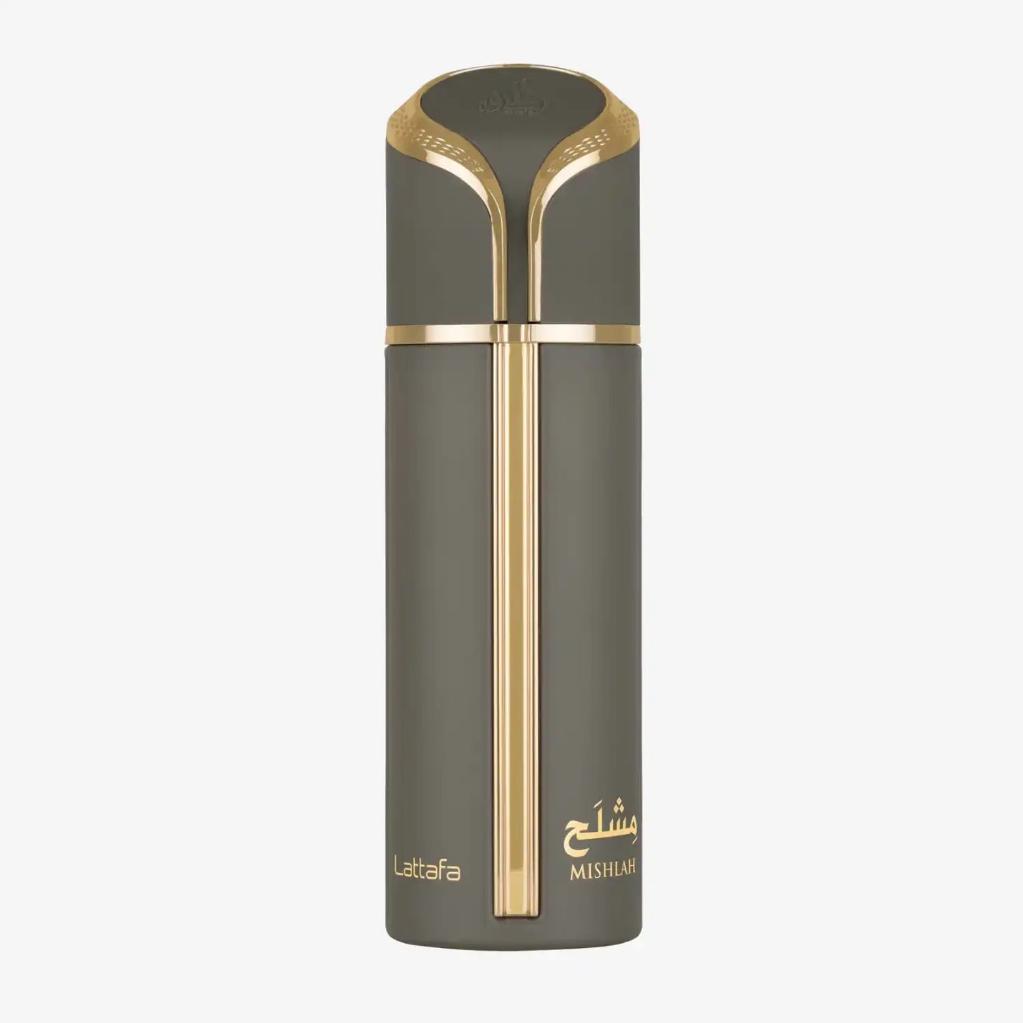 Lattafa Mishlah perfume bottle with gold accents, Middle Eastern fragrance