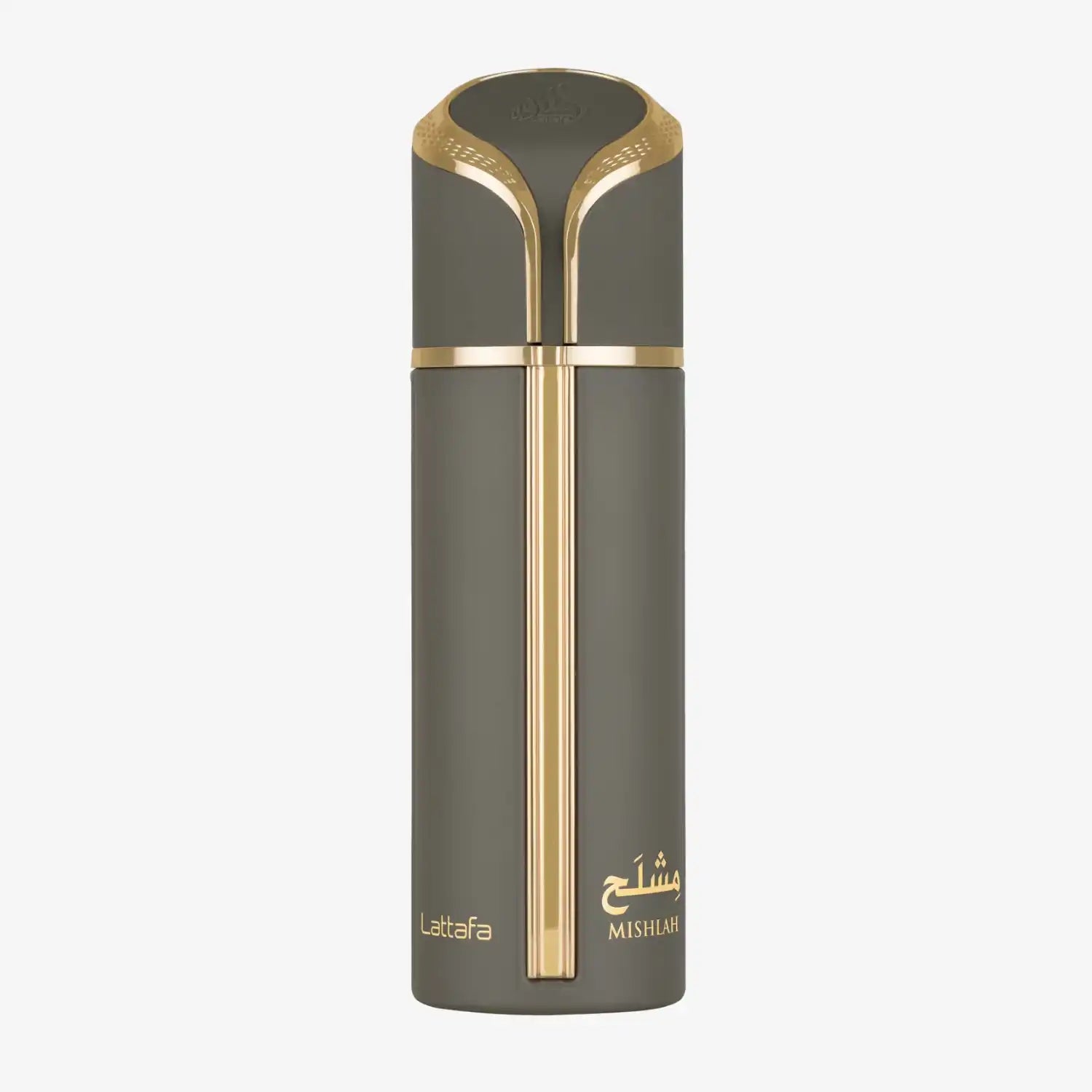Lattafa Mishlah perfume bottle with gold accents, Middle Eastern fragrance