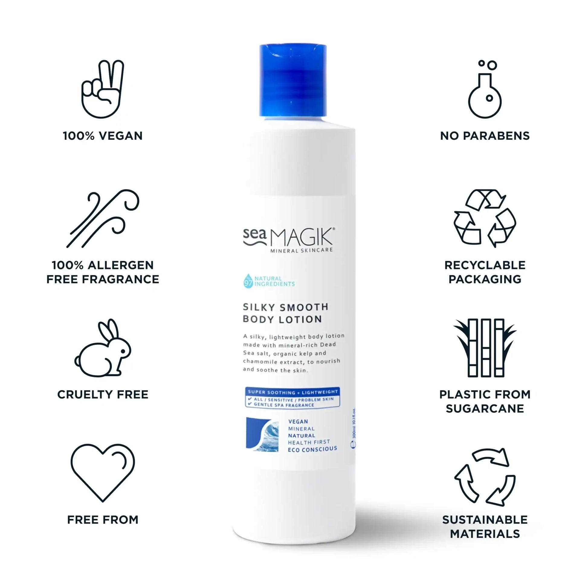 Silky Smooth Body Lotion with Dead Sea Salt, Vegan, Cruelty-Free, and Eco-Conscious Packaging