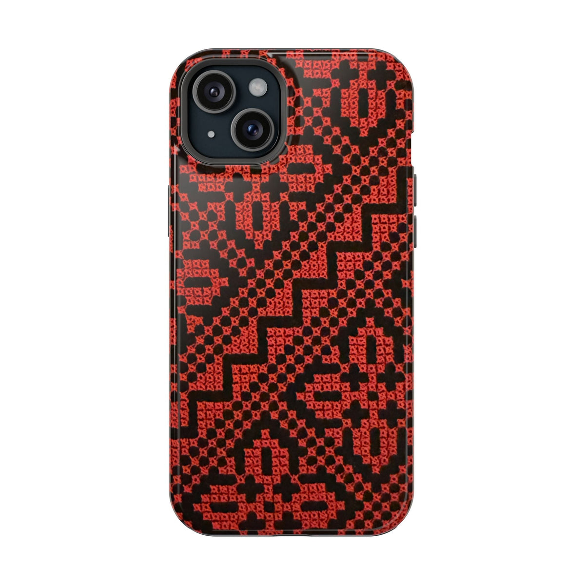 Red and Black Tatreez Design - Iphone Magnetic Tough Case
