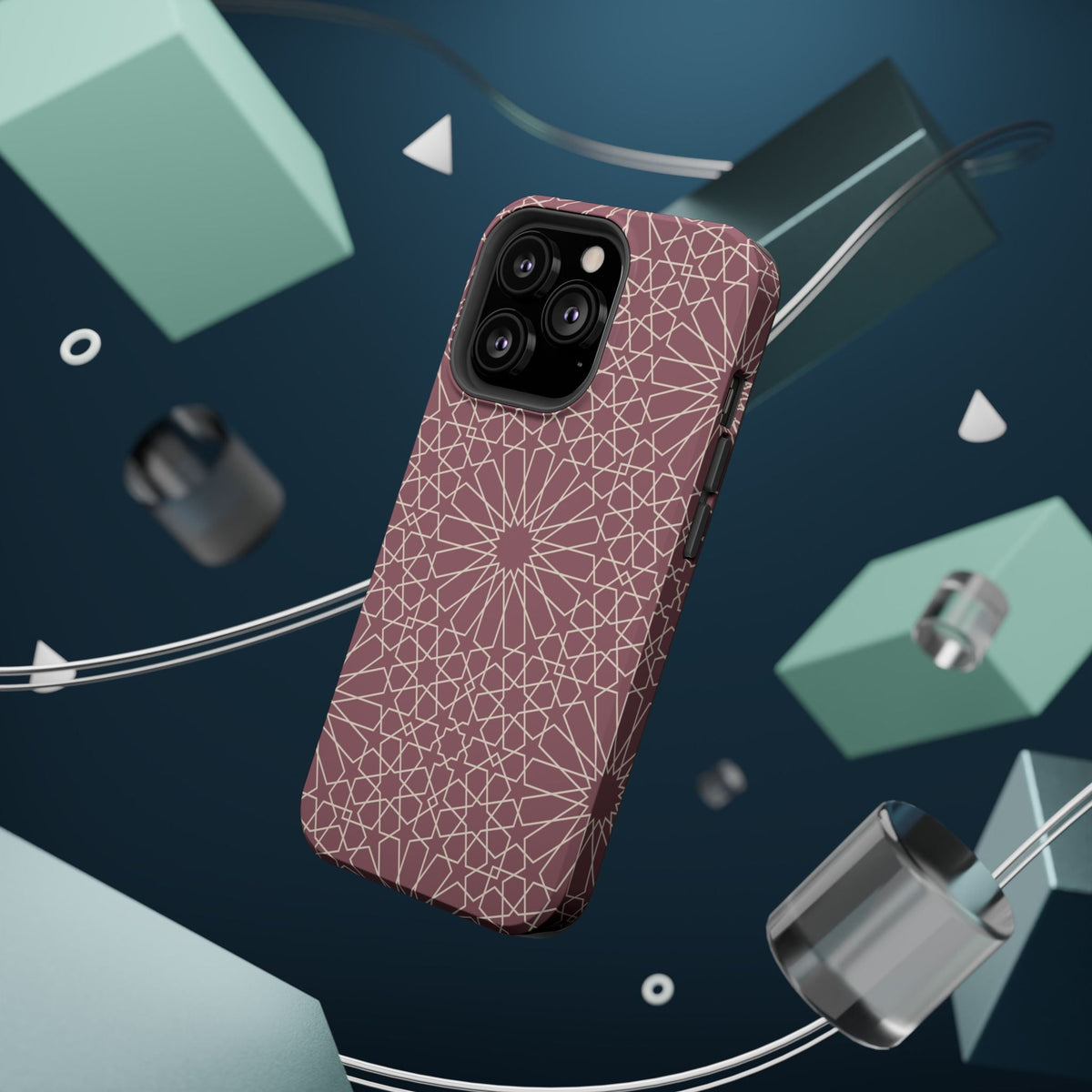 Pink Flower 🌸 Geometric Design Iphone Magnetic Tough Case