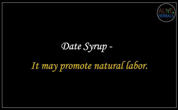 Text image stating date syrup may promote natural labor with Alive Herbals logo