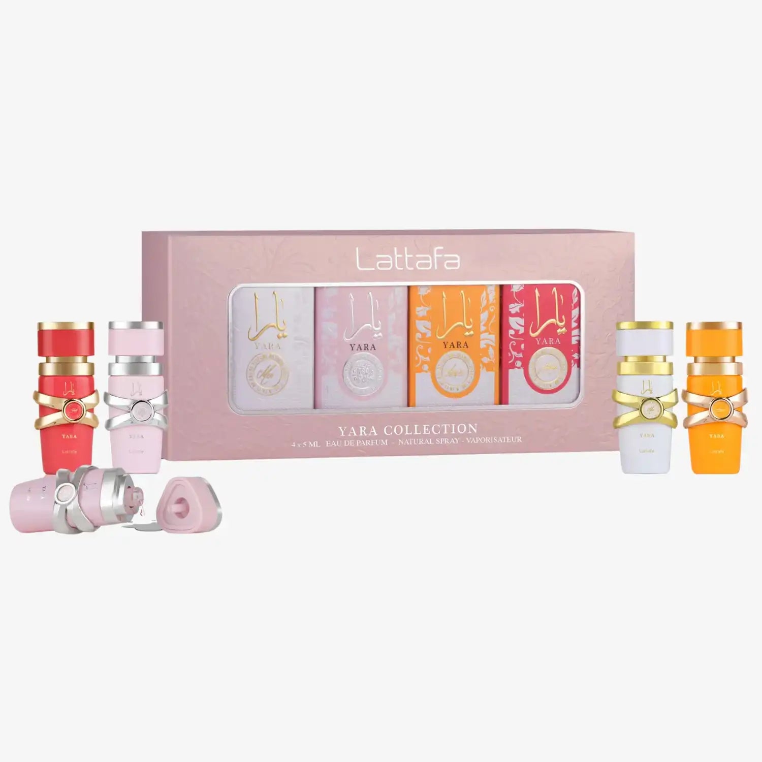 Lattafa Yara Collection perfume gift set with four colorful eau de parfum bottles