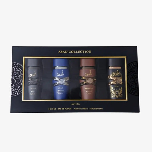 Asad Collection perfume gift set by Lattafa, four assorted Eau de Parfum bottles in box