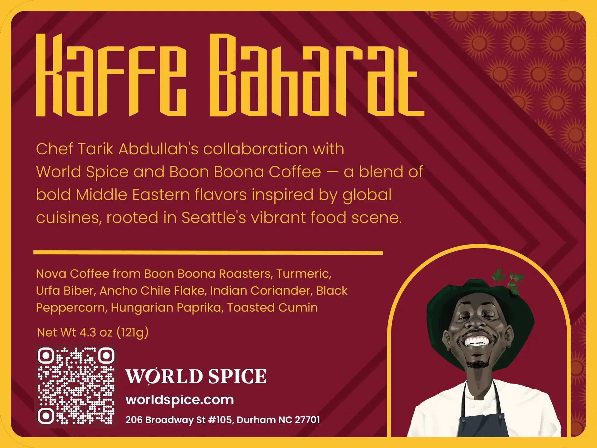 Kaffe Baharat spice blend with Middle Eastern flavors, Chef Tarik Abdullah, World Spice, Boon Boona Coffee