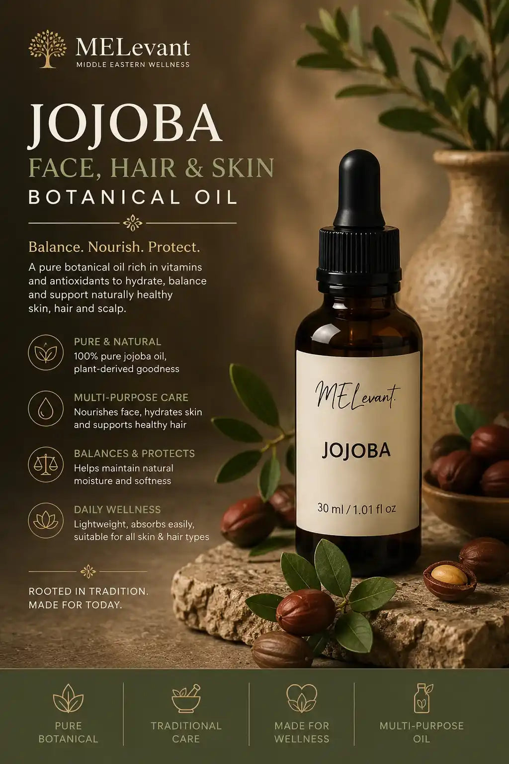 MELevant Jojoba Face, Hair & Skin Botanical Oil