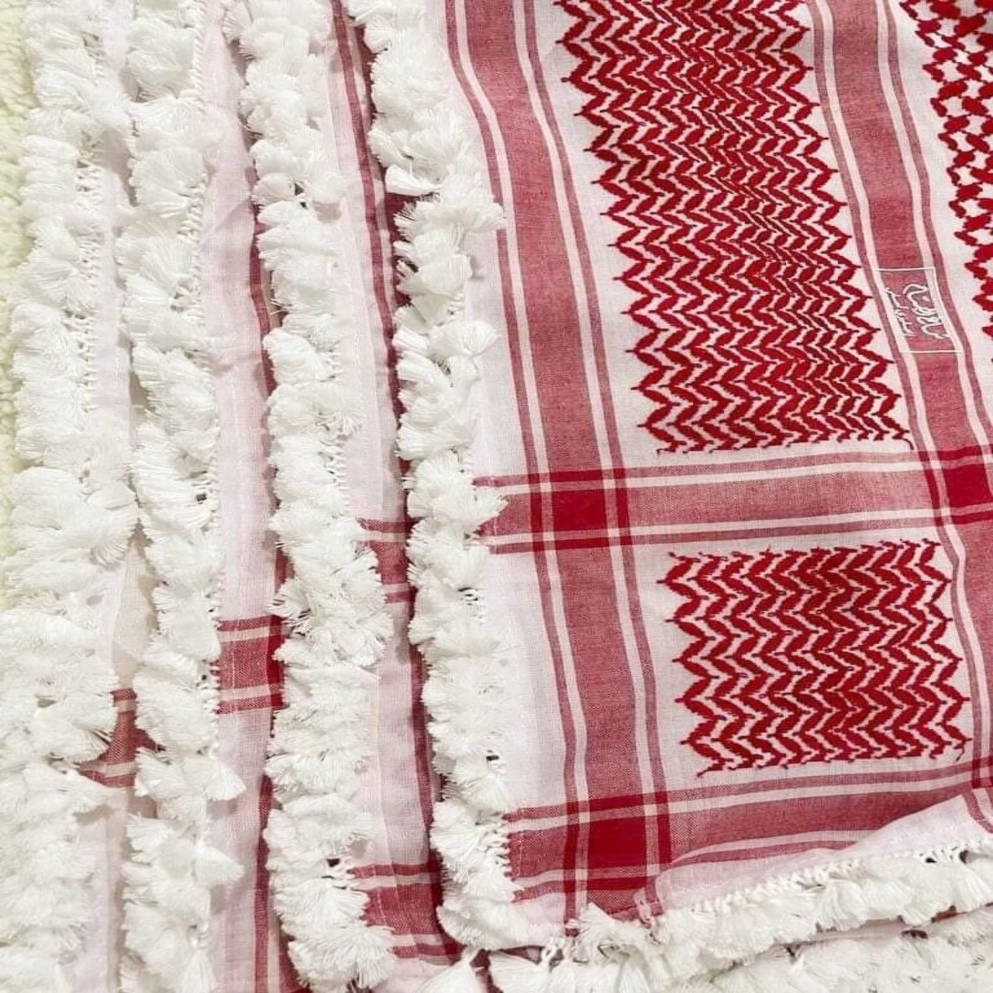 Red Fringed Shemagh Jordanian Shemagh Arab Scarf Hatta Kuffiye  شماغ مهدب ملكي