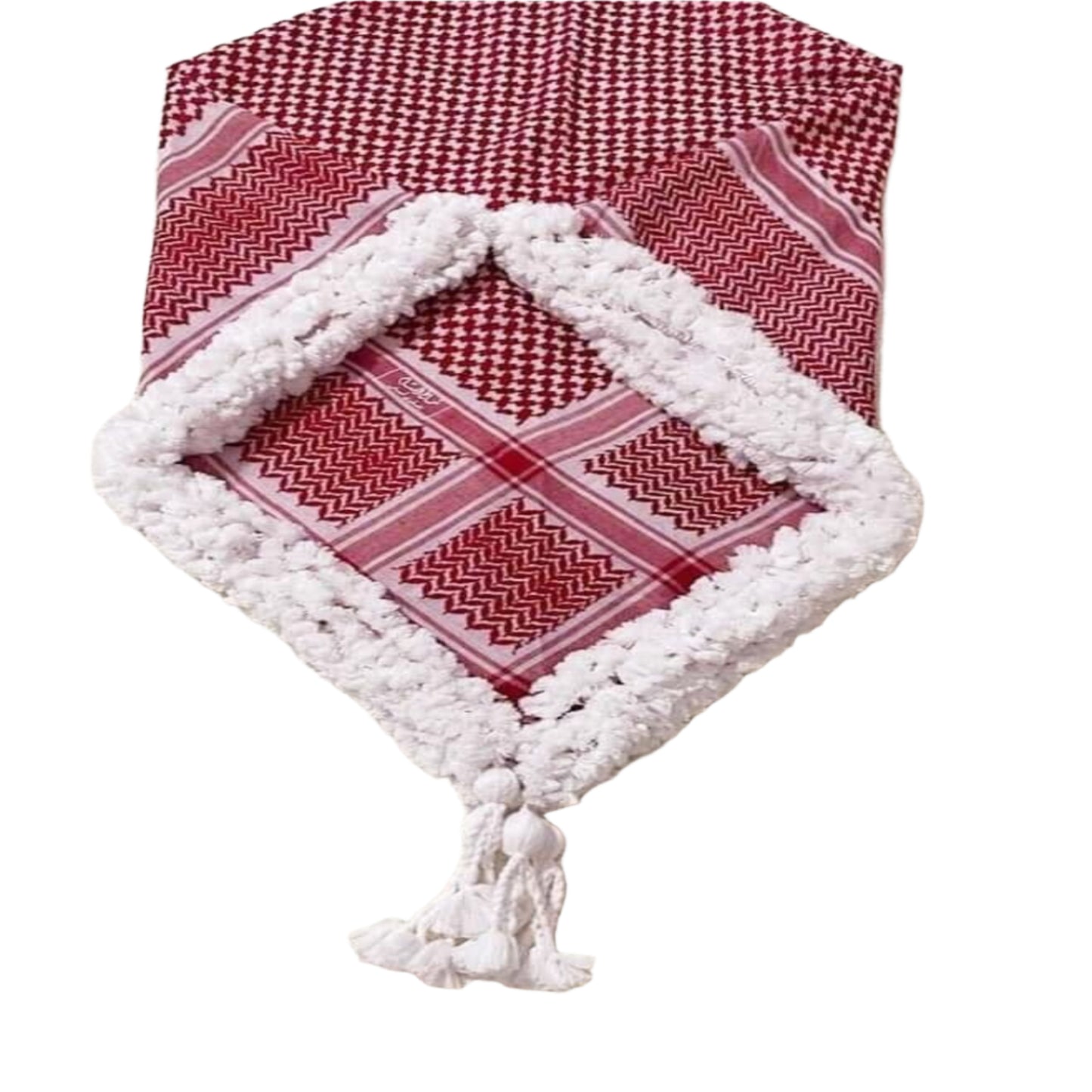 Red Fringed Shemagh Jordanian Shemagh Arab Scarf Hatta Kuffiye  شماغ مهدب ملكي