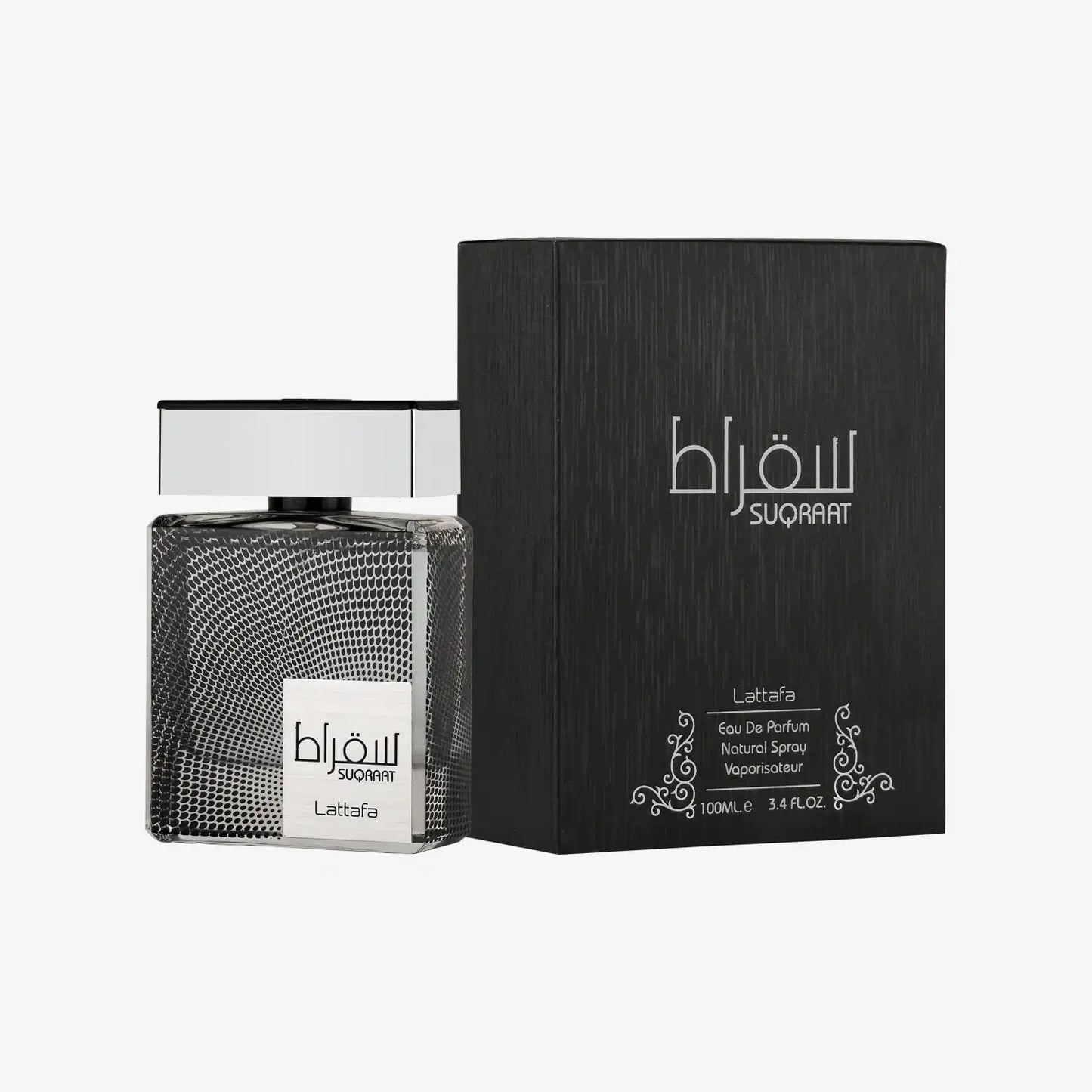 Lattafa Suqraat Eau De Parfum bottle and box, Middle Eastern fragrance, 100ml