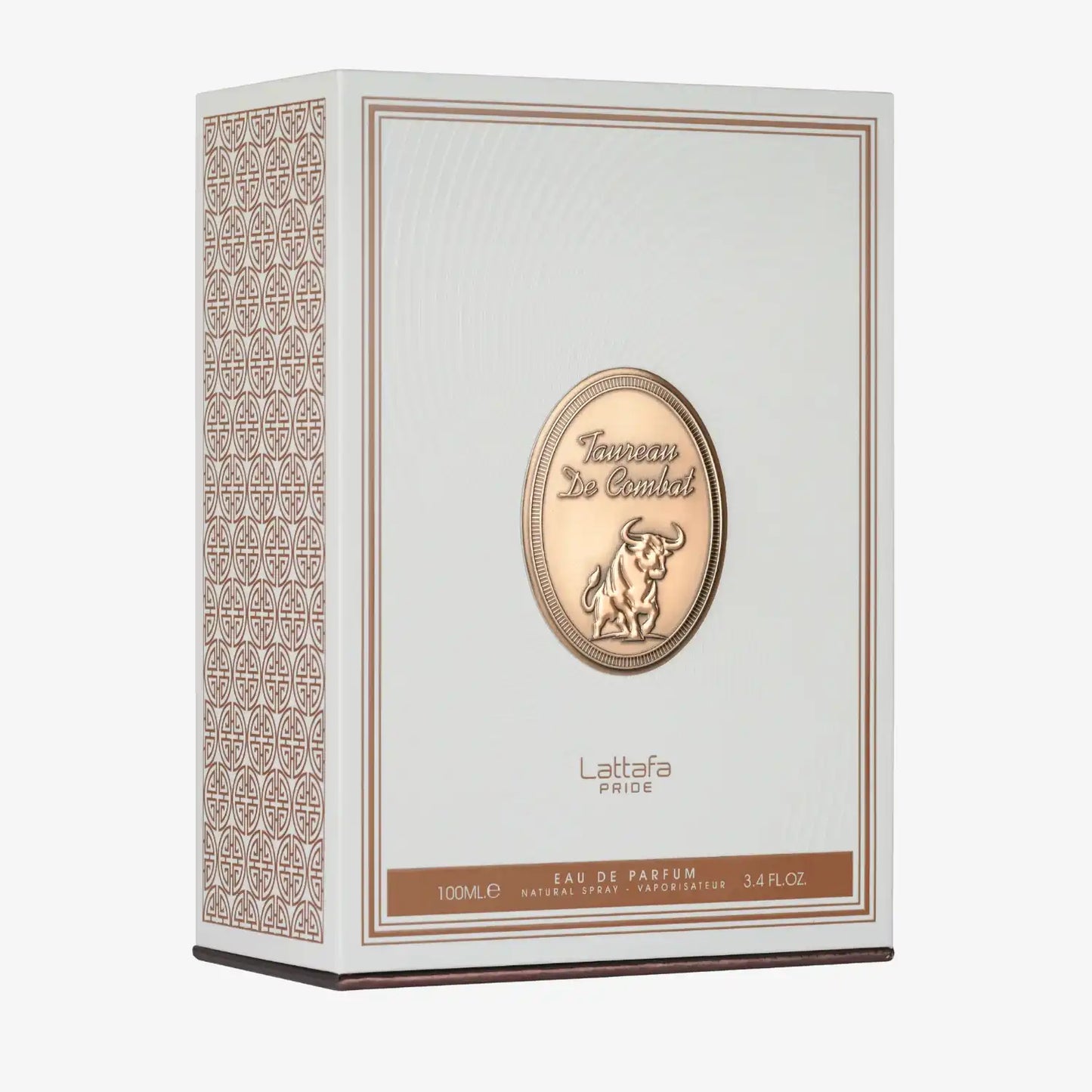 Taureau De Combat perfume box with gold bull emblem, Lattafa Pride eau de parfum 100ml