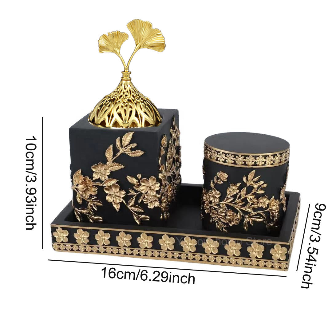 Luxury Arabian Bakhoor Burner Set – Middle Eastern Oud & Incense Decor