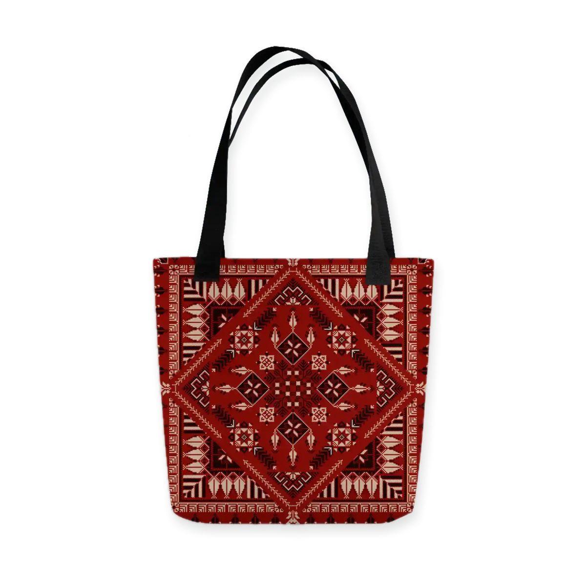 Spacious Tote Bag – Vibrant Red Art Pattern