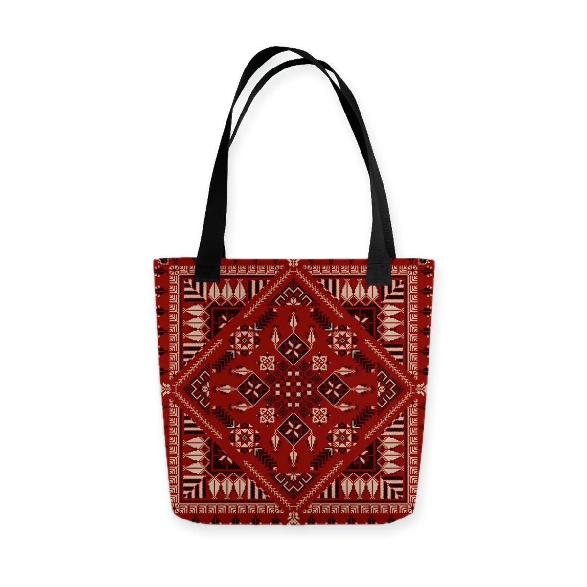 Spacious Tote Bag – Vibrant Red Art Pattern