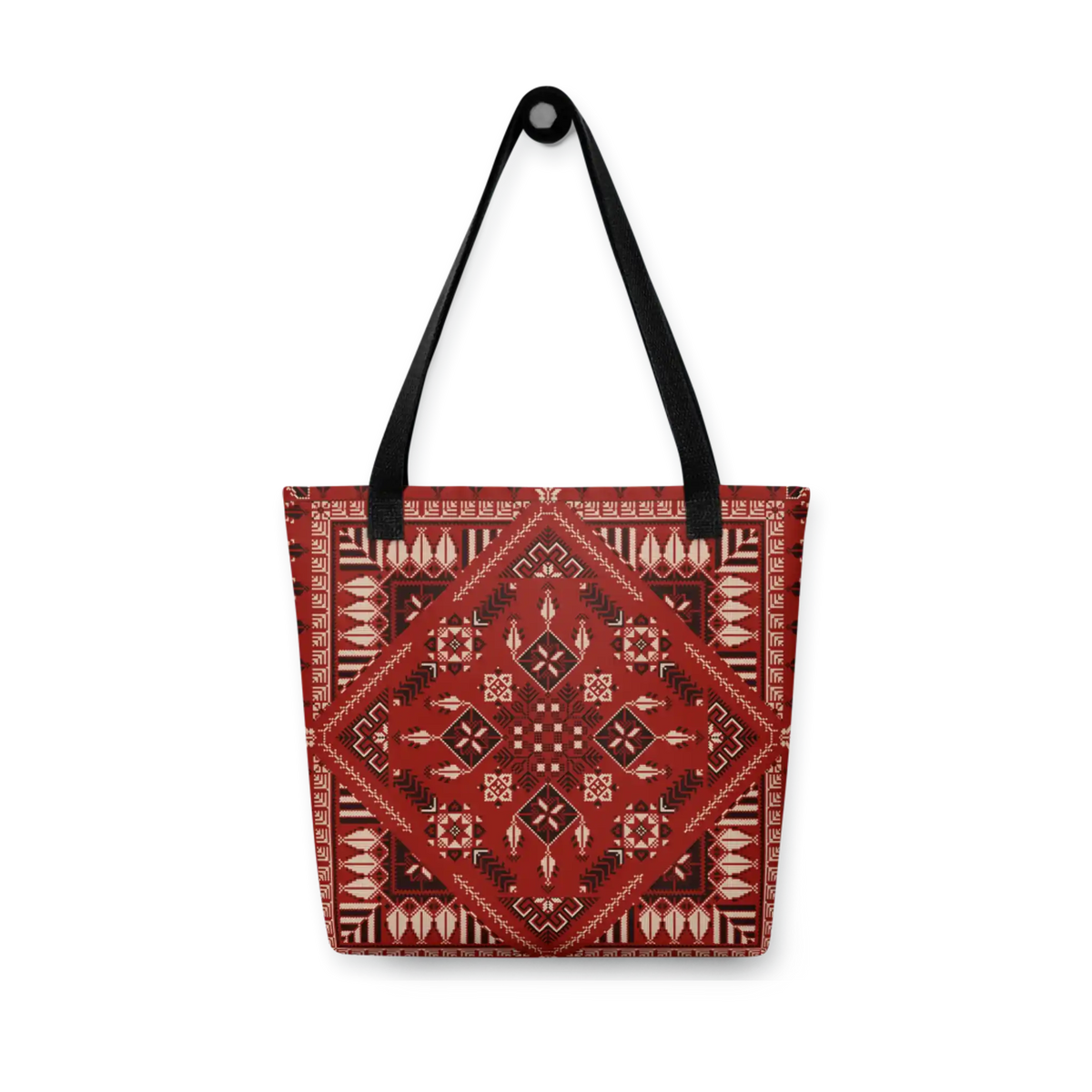 Spacious Tote Bag – Vibrant Red Art Pattern