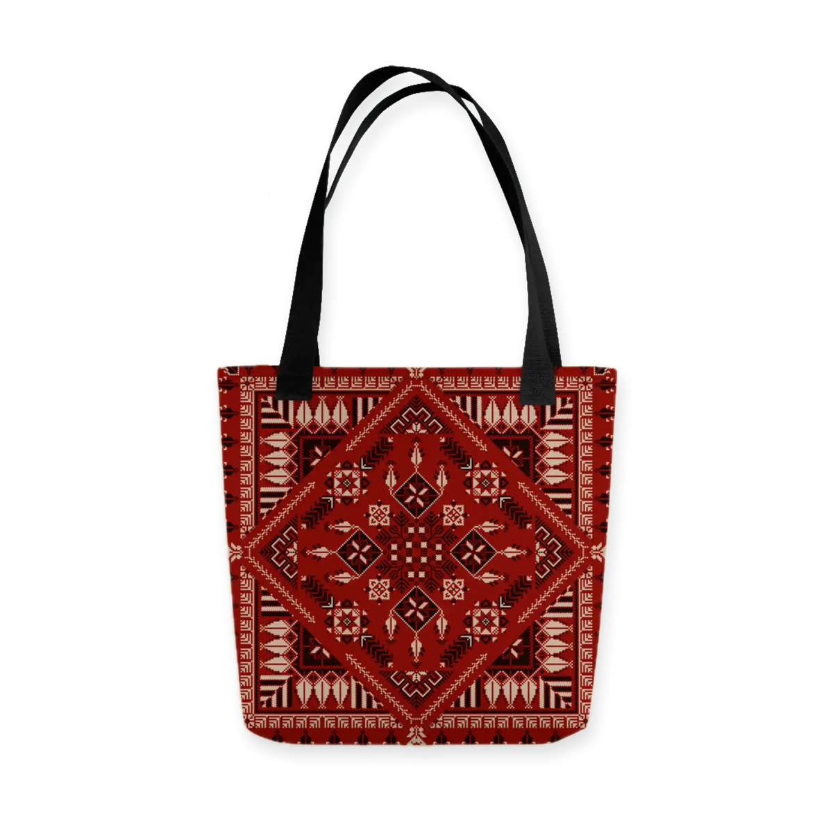 Spacious Tote Bag – Vibrant Red Art Pattern
