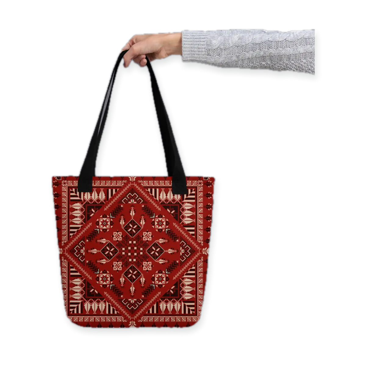 Spacious Tote Bag – Vibrant Red Art Pattern