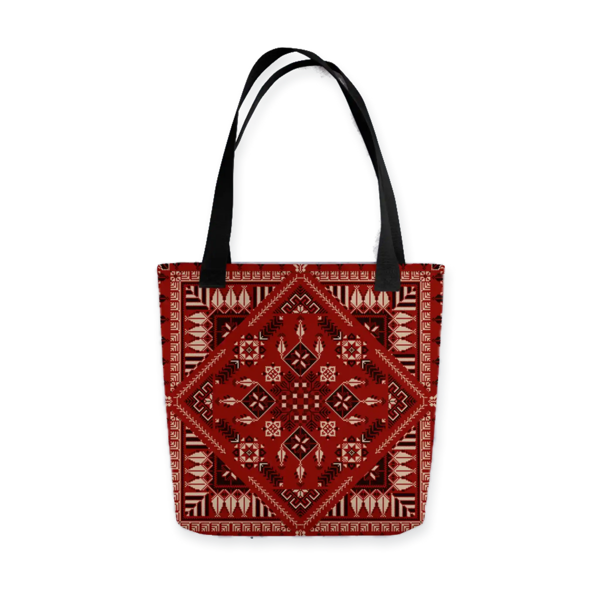 Spacious Tote Bag – Vibrant Red Art Pattern