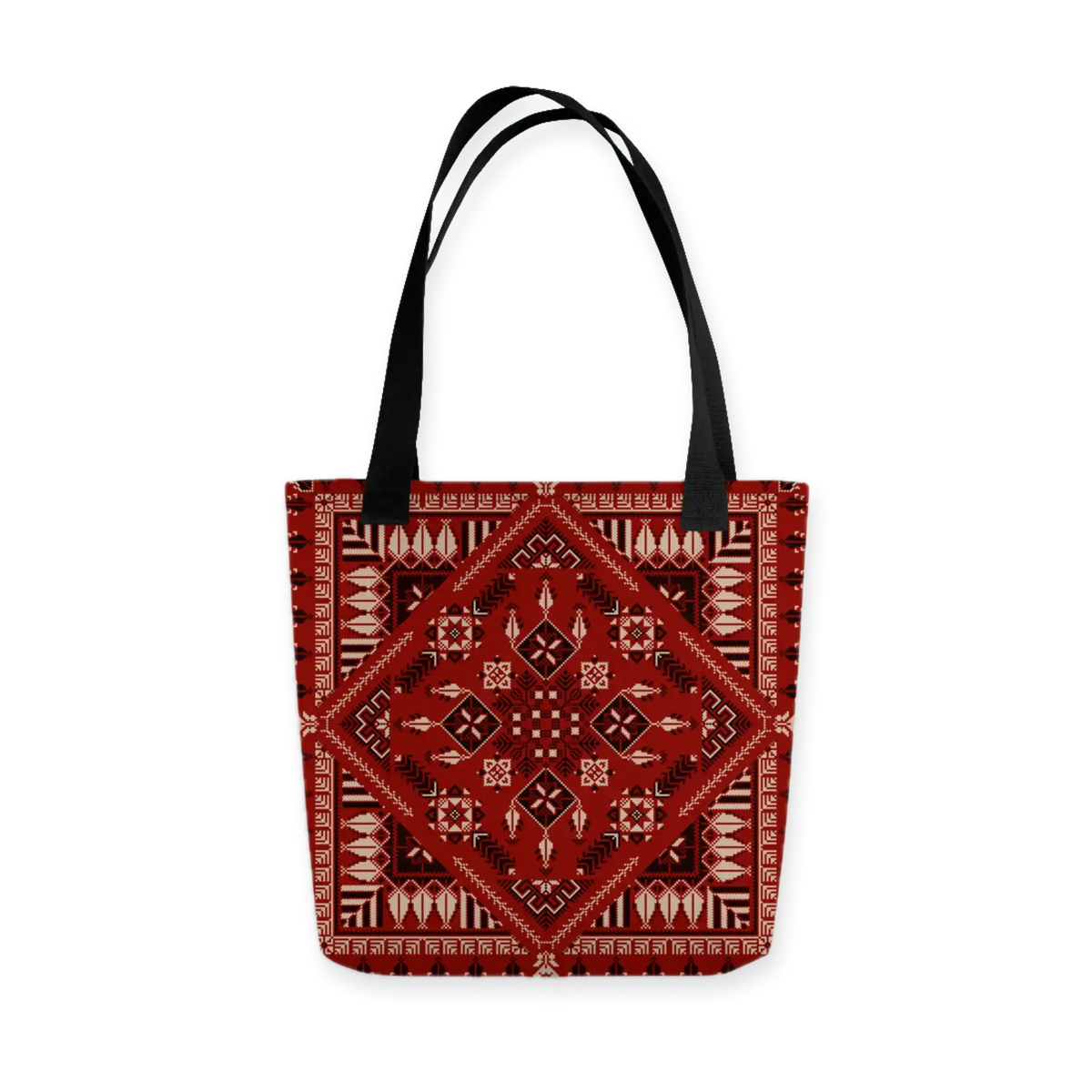 Spacious Tote Bag – Vibrant Red Art Pattern