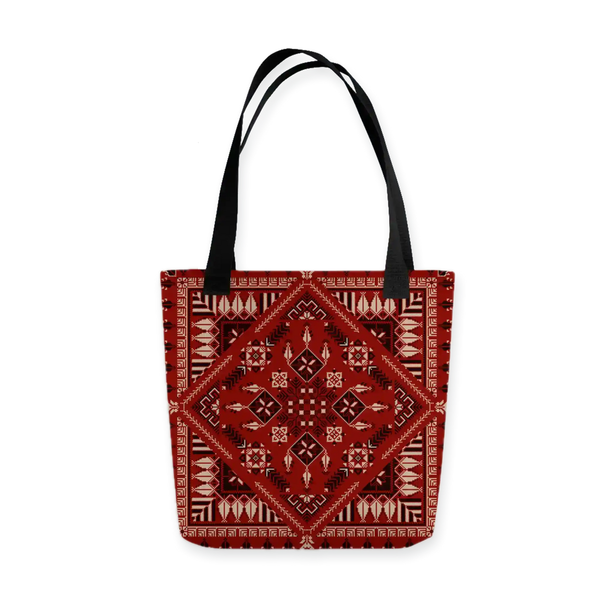 Spacious Tote Bag – Vibrant Red Art Pattern