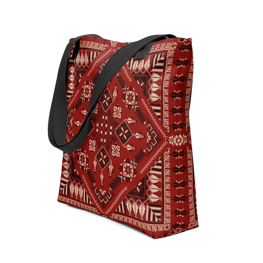 Spacious Tote Bag – Vibrant Red Art Pattern