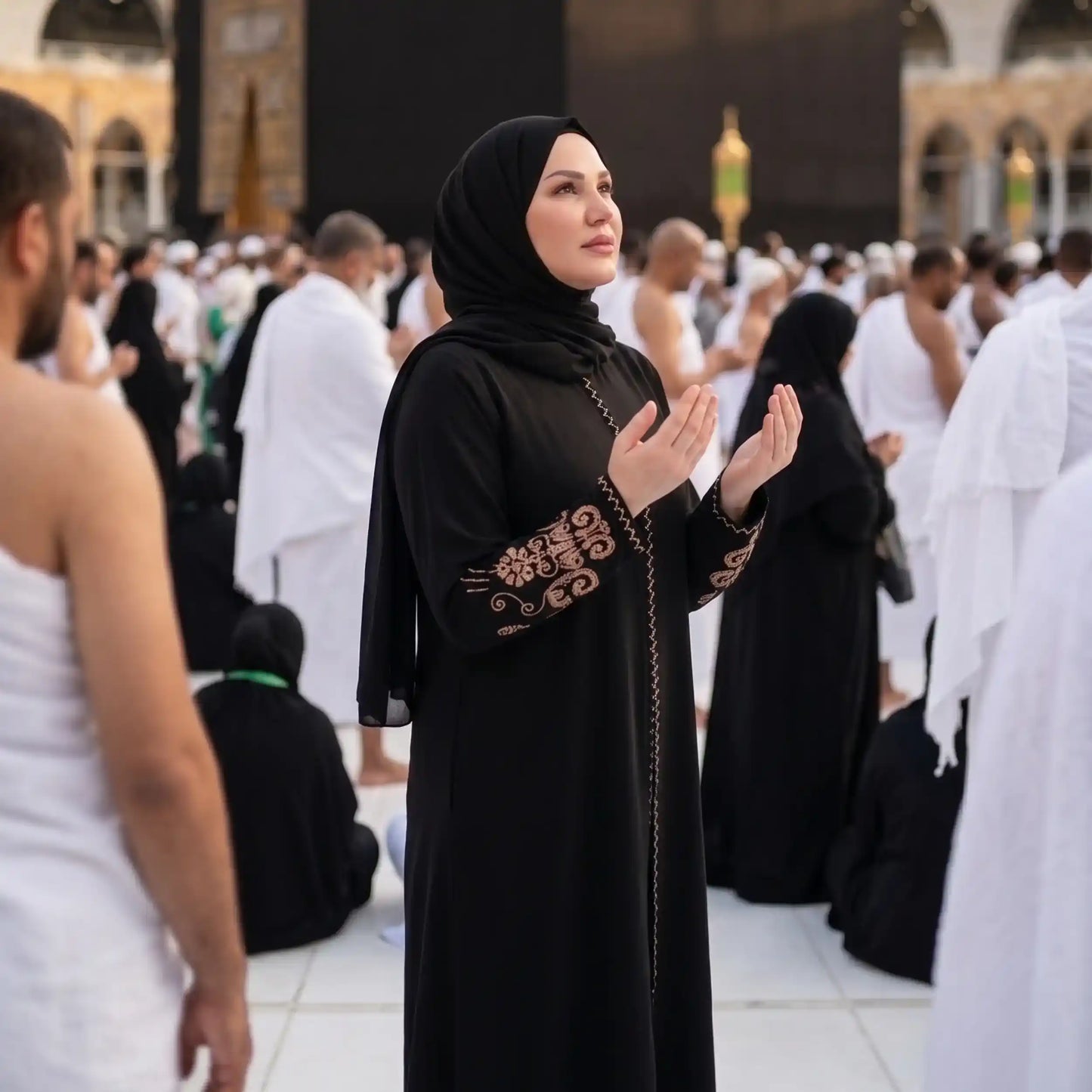 Black Embroidered Sleeves Abaya with Hidden Zipper – Turkish Abaya