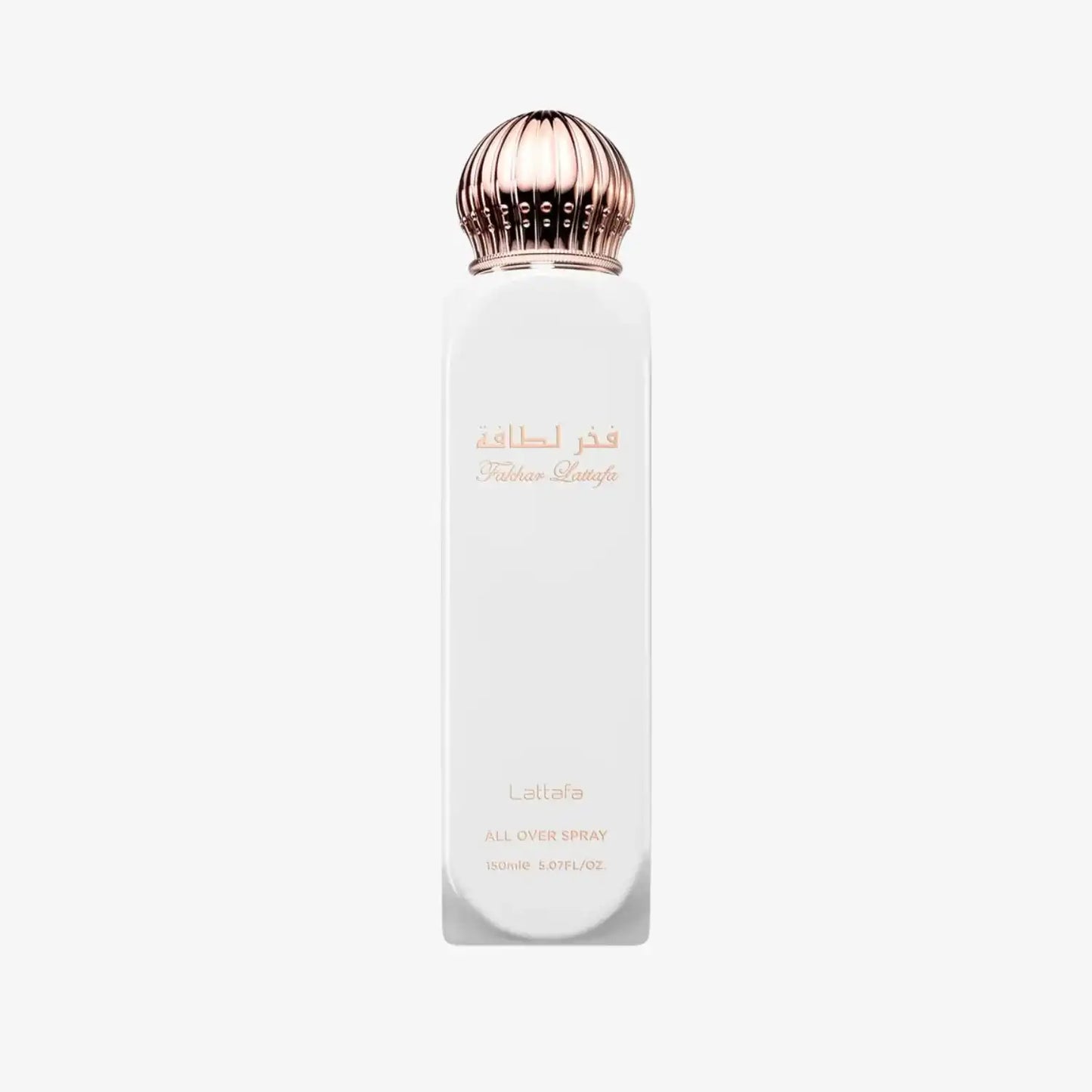 Lattafa Fakhar all over spray in elegant white bottle with gold cap, 150ml.