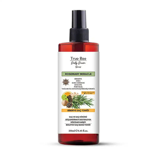 True Bee Rosemary Miracle hair tonic with natural herbs, UV protection, 250ml spray bottle