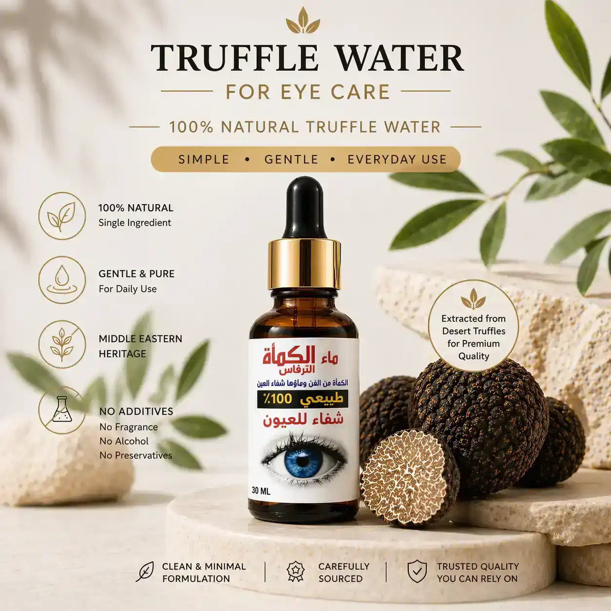 Truffle water for eye care benefits premium product design