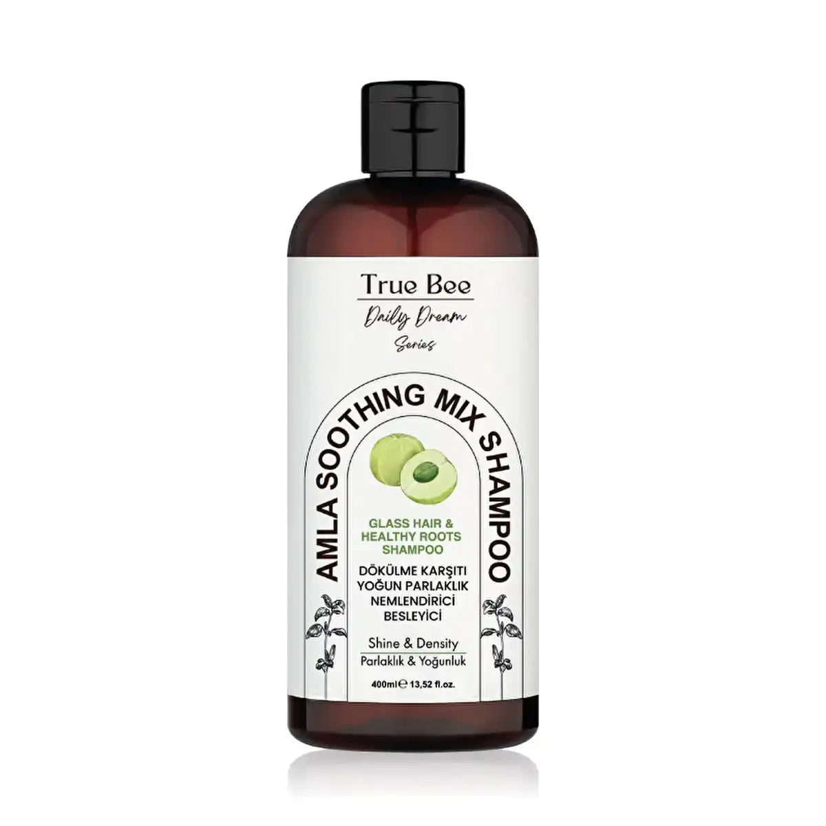 True Bee Amla Soothing Mix Shampoo for glass hair & healthy roots, 400ml bottle with natural ingredients