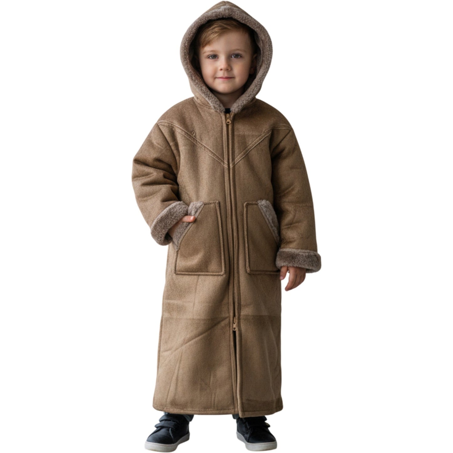 Kids Winter Fur Coat – Hooded & Stylish for 3-4 Year Olds, Warm Faux Fur Outerwear